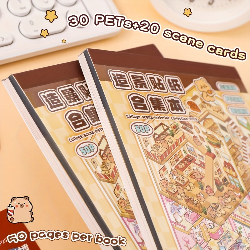 Capybara Wonder Pack – 20pcs 3D Cartoon Scene Stickers