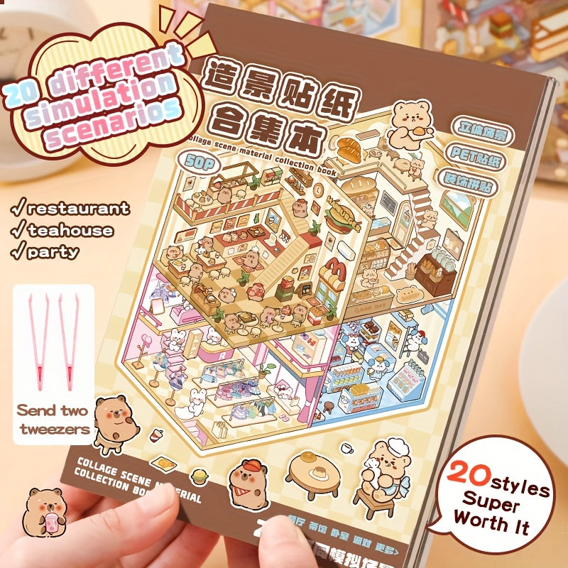 Capybara Wonder Pack – 20pcs 3D Cartoon Scene Stickers