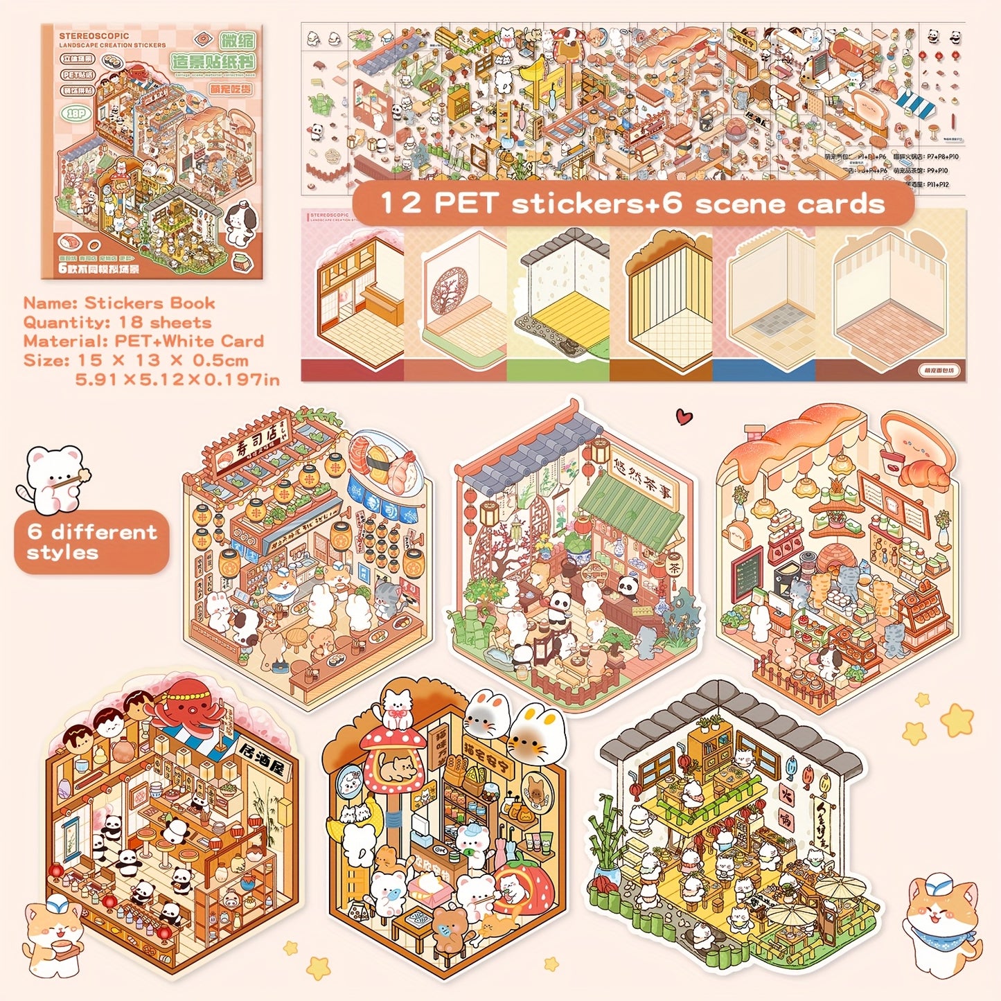 Capybara Wonder Pack – 20pcs 3D Cartoon Scene Stickers