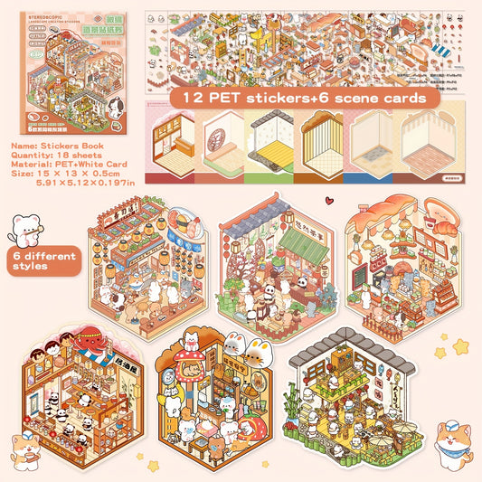Capybara Wonder Pack – 20pcs 3D Cartoon Scene Stickers