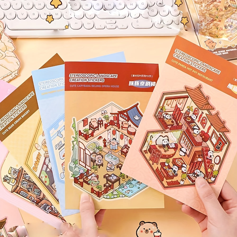 Capybara Wonder Pack – 20pcs 3D Cartoon Scene Stickers